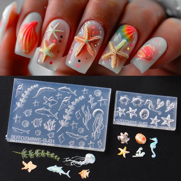 Silikone Mode Holdbar 3D Ocean Serie Form Til Neglekunst DIY C
