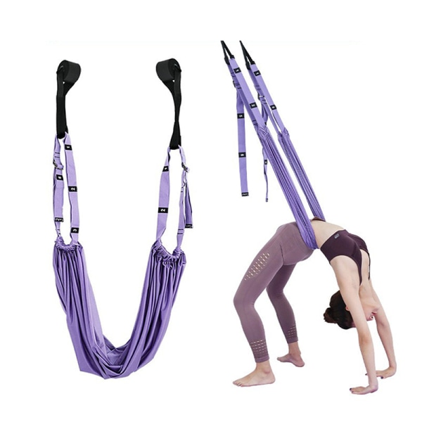 Justerbar Aerial Yoga Strap Elastisk Stretch Door Hængende Yoga Purple One Size