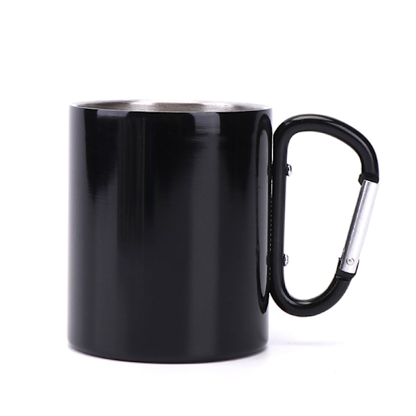 220 ml rejsevandflaske i rustfrit stål rejsekrus med H Black 220ml