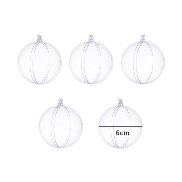 5 kpl läpinäkyviä palloja pallokoristeita tee-se-itse-koriste ripustukseen 6cm