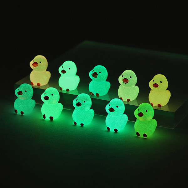 10 Stk Mini Luminous Resin Ducks Glow In The Dark Miniature Orna Multicolor A