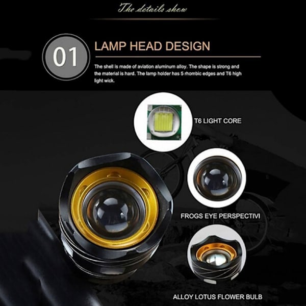 USB Oppladbar 300LM XM-L LED Sykkellys Sykkel Front Headli Black onesize