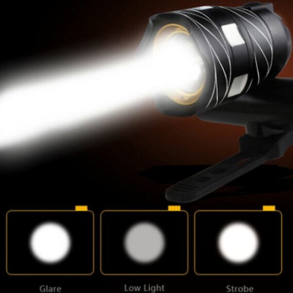 USB Oppladbar 300LM XM-L LED Sykkellys Sykkel Front Headli Black onesize