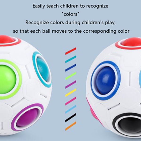 Børn Voksen Magic Cube Rainbow Puslespil Bolde Pædagogisk legetøj Kid Black onesize