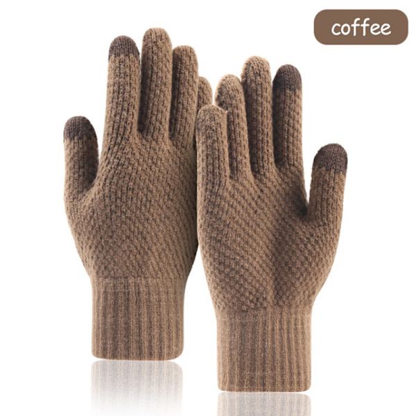 Tykke strikkede menn vinterhansker imitert kashmir to lag annonse Coffee onesize