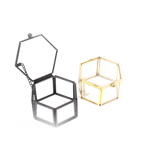 Geometrinen lasi korulaatikko korut Järjestä Holder Ring Box Gold one size