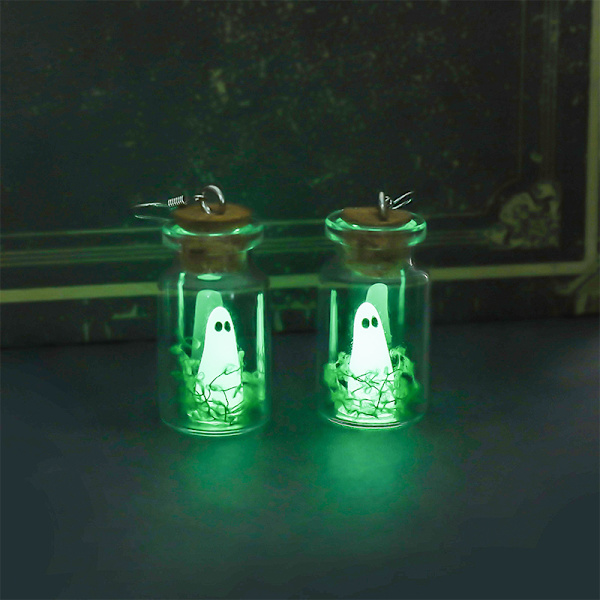 Halloween Flytande Flaska Nattlysande Spöke Halsband Örhänge A3