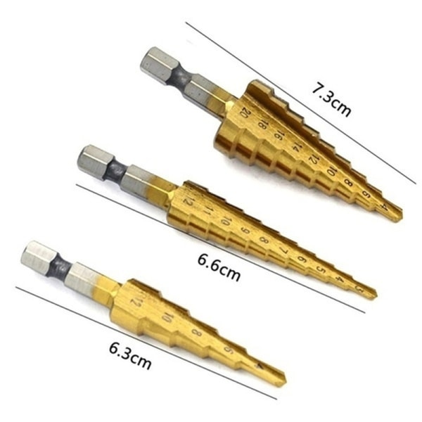 3/5 stk HSS Cobalt Multiple Hul 50 Størrelser Step Drill Bit Set Too Yellow 3PCS