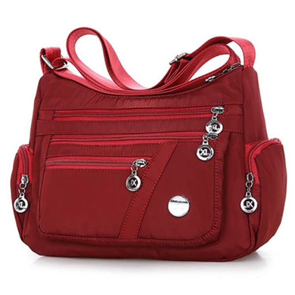 6 farver Vandtæt nylontaske Mode Kvinder Single Shoulder Bag Red one size
