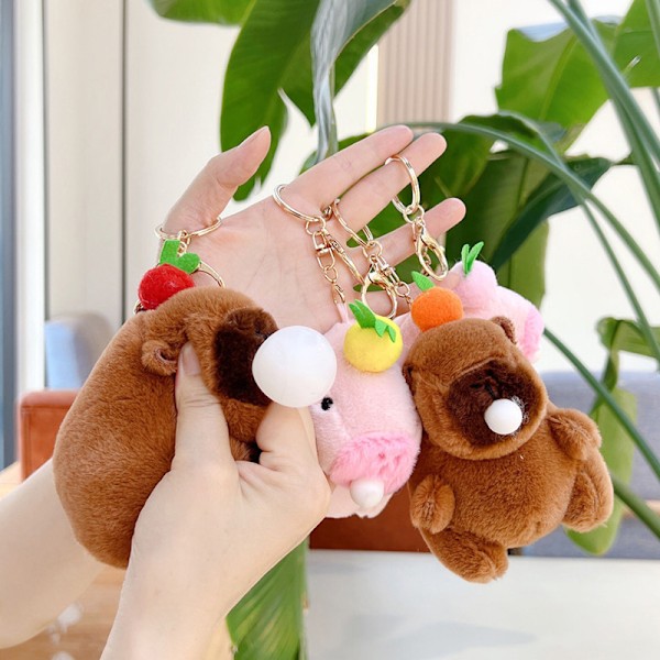 Søt Tegneserie Kapybara Pluss Nøkkelring Kawaii Dukke Nøkkelring Ryggsekk A5