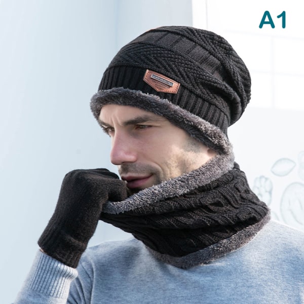 Talvihatut miehille Skullies Cap Hattu Talvihattu Miesten Naiset Wo Black One Size