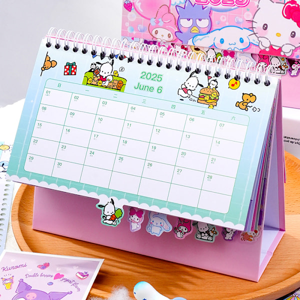 e Anime Kuromi Cinnamoroll Melodi Kalender Kawaii Skrivebords Dekoration A3