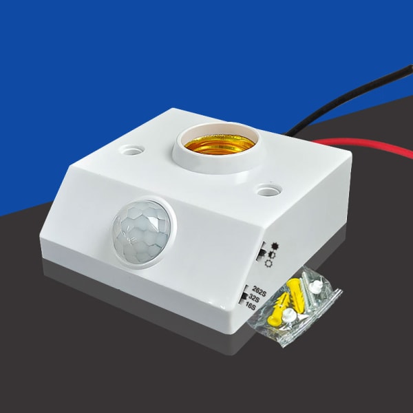 AC85-265V Automatisk infrarød IR-sensorlampeholder for menneskekroppen L White onesize