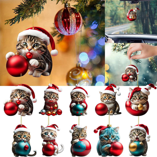 Joulu ja sarjakuva kissan koristeet Joulukuusi riippuvat koristeet 4 onesize
