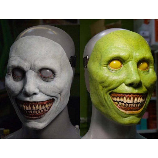 Uhyggelig Halloween-maske Smilende dæmoner Horror-ansigt maskerer det onde White A1