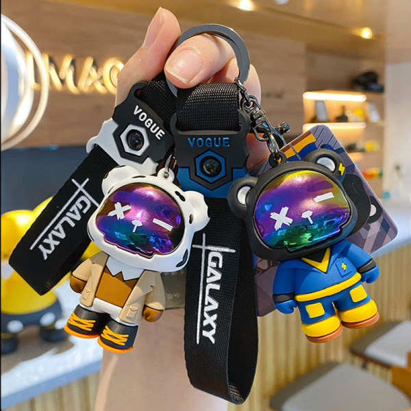 Cool hip hop karhu avaimenperä salama Naisten autonukke avaimenperä Multicolor D