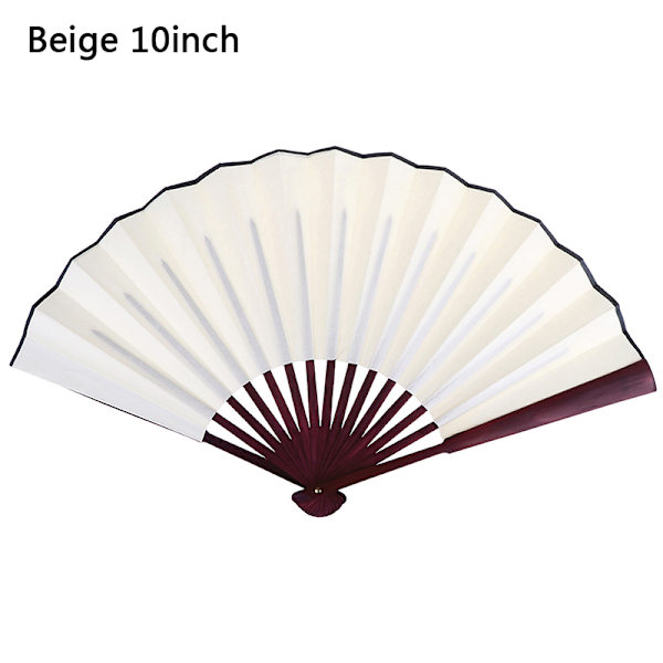 Stilful Håndholdt Fan Tomt Silke Klæde Foldbar Fan Fest Bryllup Beige 10inch