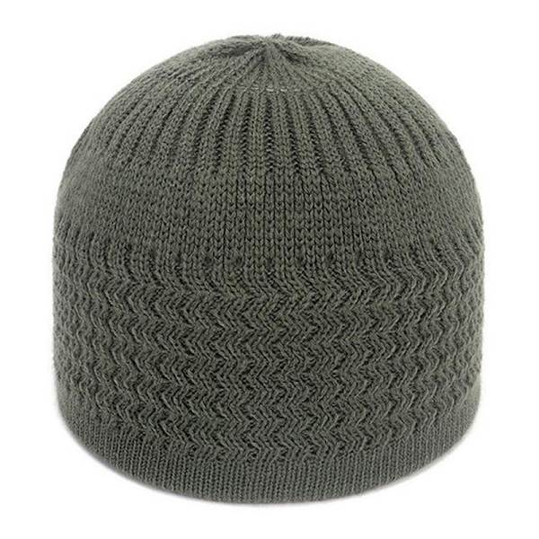Avslappet strikket muslimsk menns bønnhatt Vinter varm beanie lue I Army green
