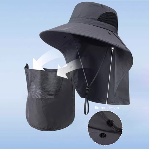 Sommar Solhatt UV-Skydd Utomhus Jakt Fiskehatt För Män Light gray