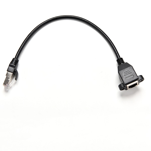 1FT RJ45 hann til hunn skrue Panelmontert Ethernet LAN-nettverk Black one size