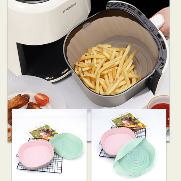 18cm Air Fryer Silikone Pot Air Fryer Kurv Liner Non-Stick Ov Pink onesize