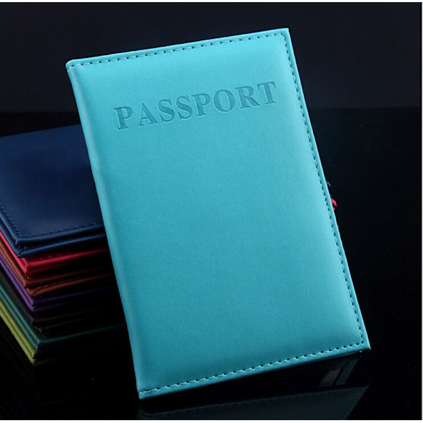 Kvinder Mænd Pasholder Kunstlæder Rejsepas Cover Ca LightBLue one size