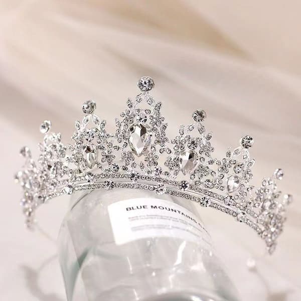 Lyxiga eleganta kristallkrona håraccessoarer tiara bröllop White