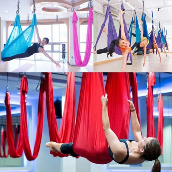 Yoga Swing Hængekøje Trapeze Sling Aerial Silke Sæt Anti-tyngdekraft I Purple