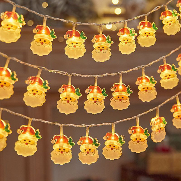 1,5m 10 LED Julelysstreng Snømann Julenissen Juletre A2
