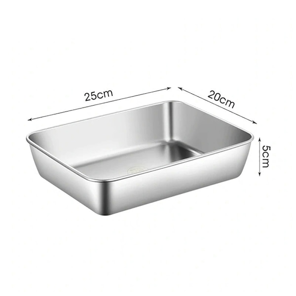 Rustfrit stål Firkantet Plade Bakke BBQ Plade Container Køkken Silver without cover