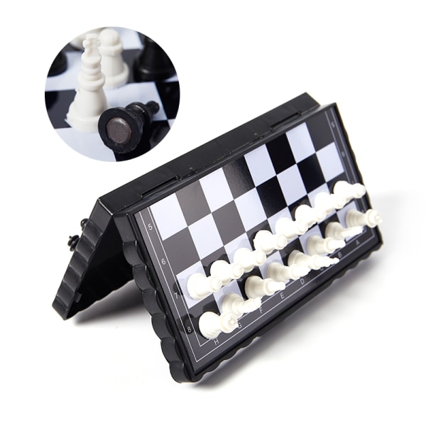 32stk Mini sjakksett Sammenleggbart sjakkbrett i plast Hjem Utendørs Po A one size