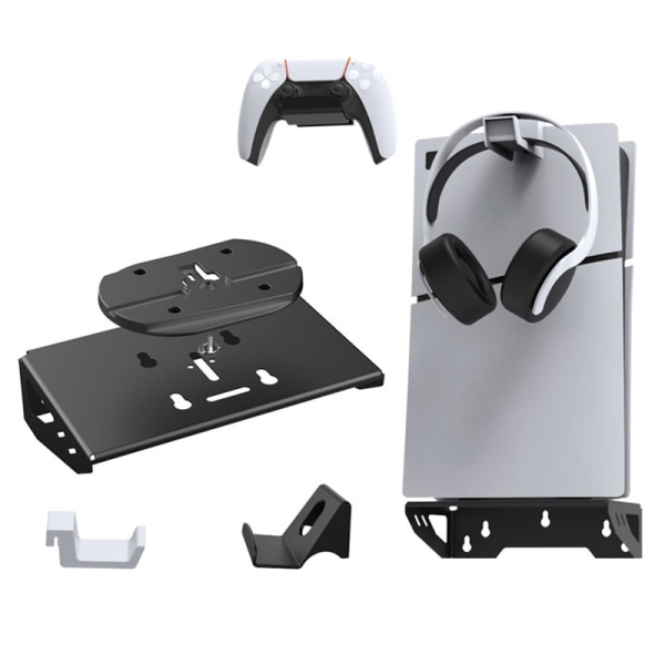 Veggmonteringssett for PS5 Slim/PS5 2 avtakbar kontrollerholder Black A1