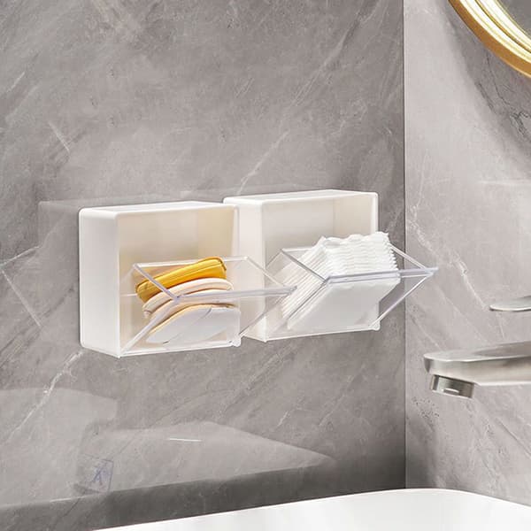 Väggmonterad förvaringslåda Clamshell Design Plast Bomullspinne S White