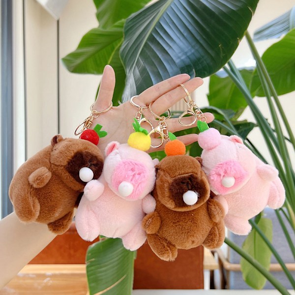 Søt Tegneserie Kapybara Pluss Nøkkelring Kawaii Dukke Nøkkelring Ryggsekk A7