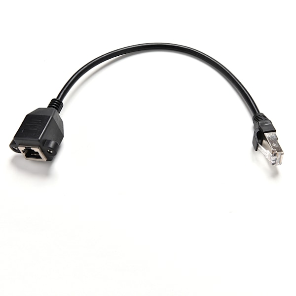1FT RJ45 hann til hunn skrue Panelmontert Ethernet LAN-nettverk Black one size