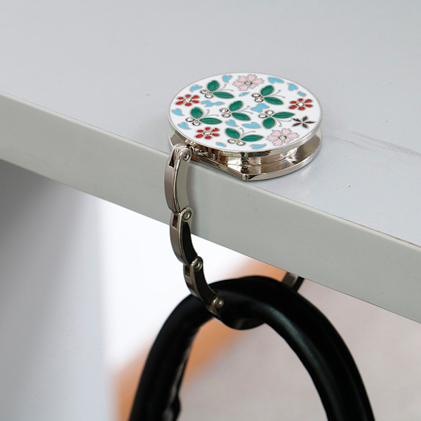 Vikbar väska handväska krok handväska väska blomform metall väska tabl Green 1pcs