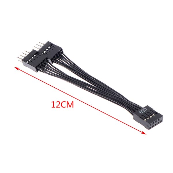 1Pc Computer Bundkort USB forlængerkabel 9 Pin 1 Hun til Black one size