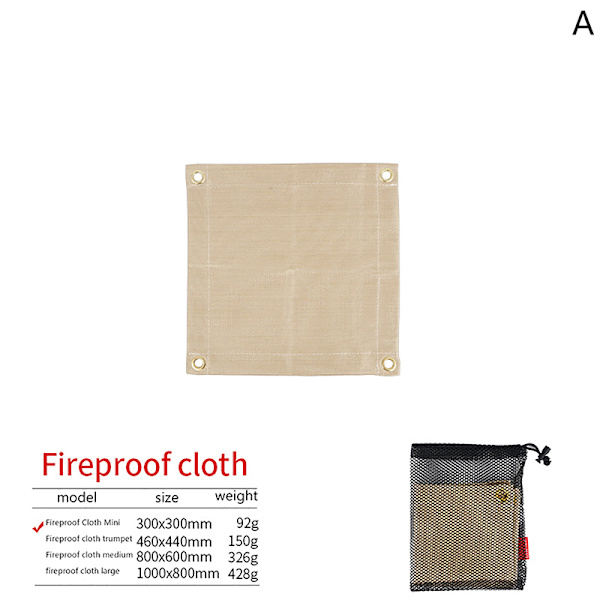 Outdoor Camping Brannsikker Klut BBQ Glassfiber Brannteppe Ins Beige 30x30cm