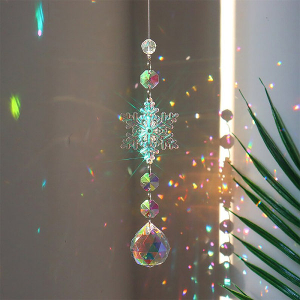 Snowflake Rainbow Maker Crystal Sun Catcher Prisme hengende vindu A2 one size