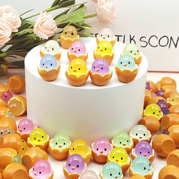 10 stk Lysende Eggeskall Kylling Mini Figuriner Mikro Landskap Dekor 10PCS