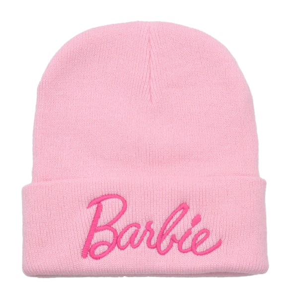 Nye Barbie-broderi-strikkede luer for kvinner Vintervarme luer L Pink onesize