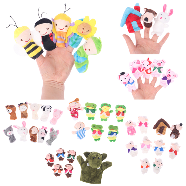1Sæt Hånddukke Dyr Plys Legetøj Finger Dukke Rollespil Fortæl Colorful 2#-5Pcs