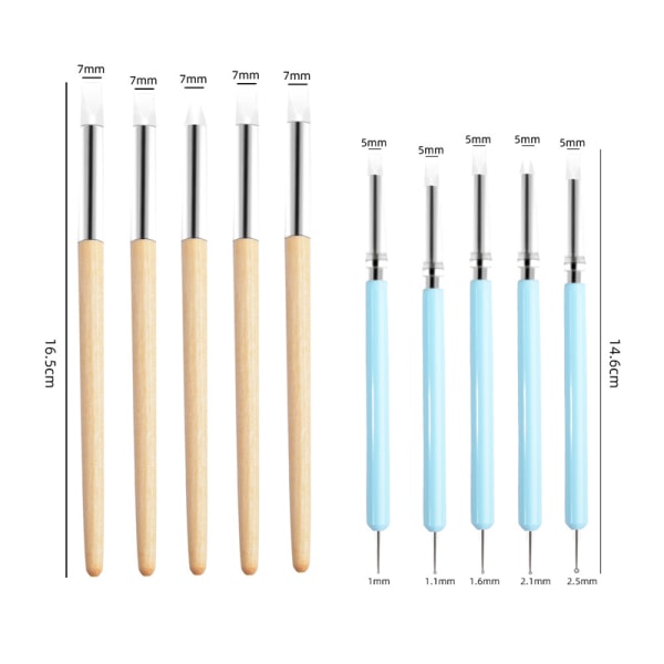 5 Styck Dubbeländade Dotting Set Art Embossing Keramisk Modellering Till Blue onesize