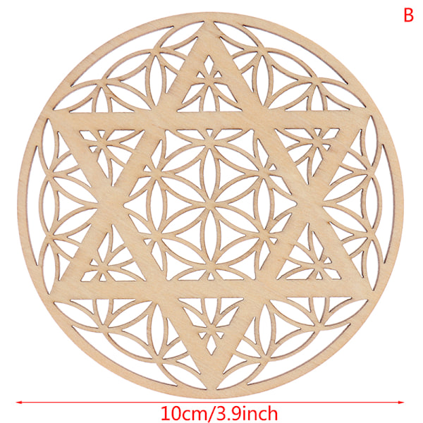 1PC Creative Chakra Pattern Coaster Træ Livets blomst Naturlig B 1pc