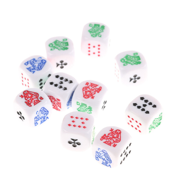 10 stk sekssidede pokerterninger til Casion Poker Card Liar's terninger G 0 0