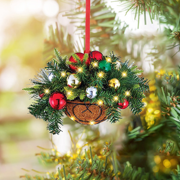 Træ juleblomst kurv formet dekoration Xmas Tree Pend A4 onesize