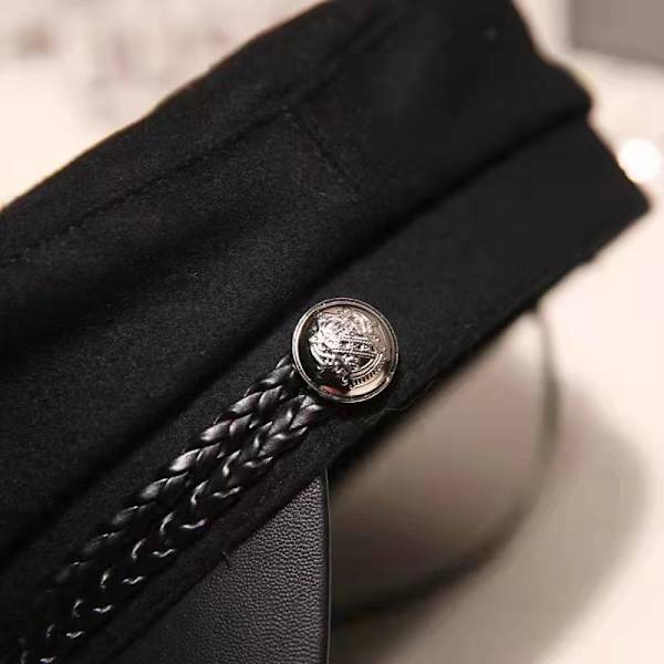 Vinter Svart Militära Basker Kepsar Hatt För Kvinnor Kvinnlig Platt Arm Black one size