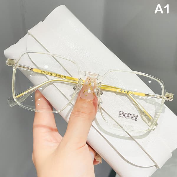 Anti Blue Light Briller Kvinner Menn Stor Frame Transparent Eyeglass A3 one size
