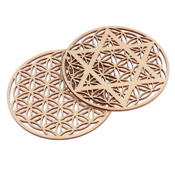 10 STK Creative Chakra Pattern Coaster Wood Flower of life Natur A 10pcs