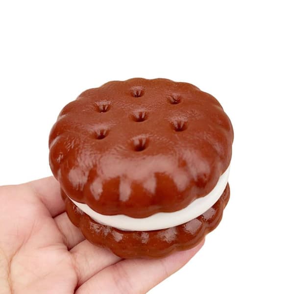 Squishy Sandwichkjeks Leketøy Sakte Stigende Sensorisk Fidget Brown